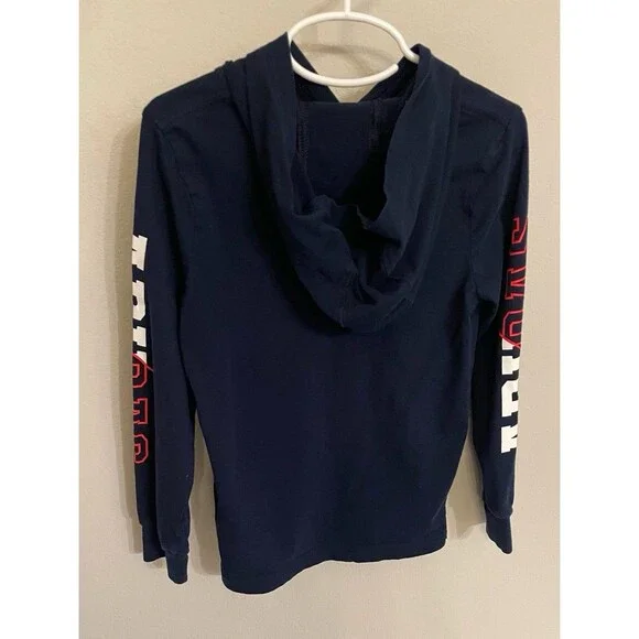 Navy Blue Adidas Boy Girl Hooded Long Sleeve Shirt, Size Youth 5, Size 5T - Picture 4 of 5